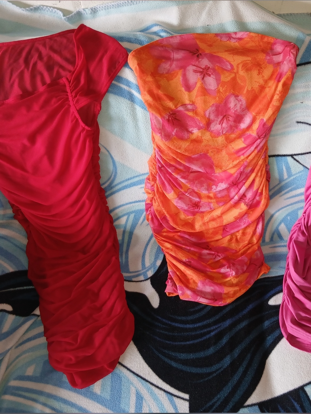 3-Pack Strapless & Spaghetti Summer Dresses in Pink, Orange, Red